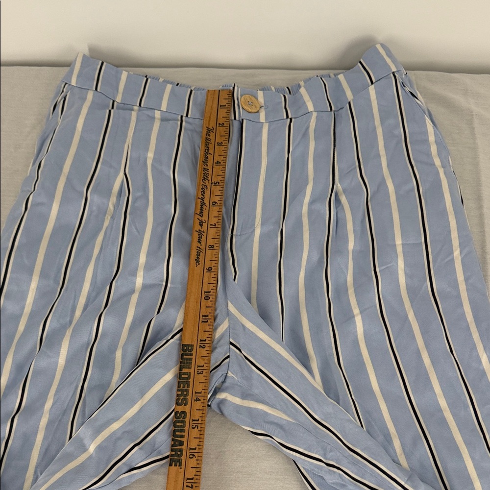 Rae Mode Pants Wm 1X Seneca Light Blue Striped Wide-Leg Button Close - Picture 7 of 9
